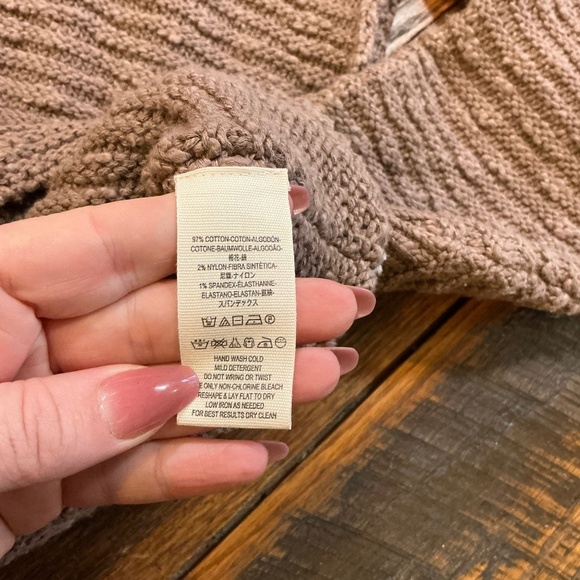 Free People Textured Knit Sweater Taupe Brown Size S - Picture 3 of 7